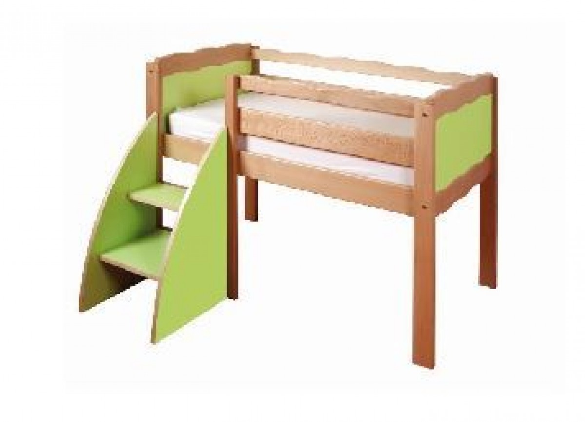 Lit haut avec marche pied Marmotte  mobilier pour Petite enfance - T  Mobilier